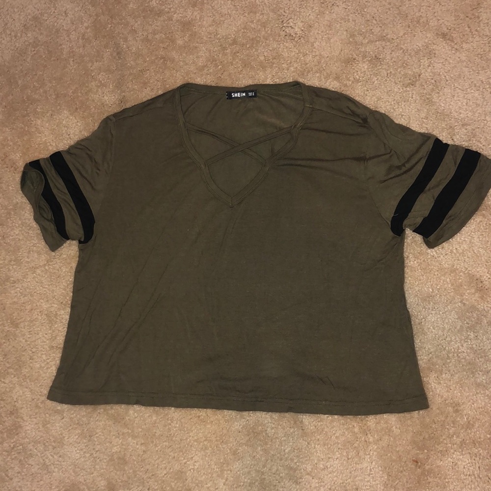 Green top with cross front